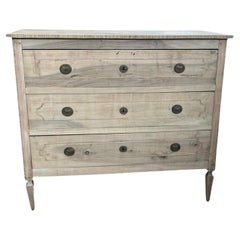 Italian Bleached Walnut Neoclassical, Louis XVI,  Commode With Inlay