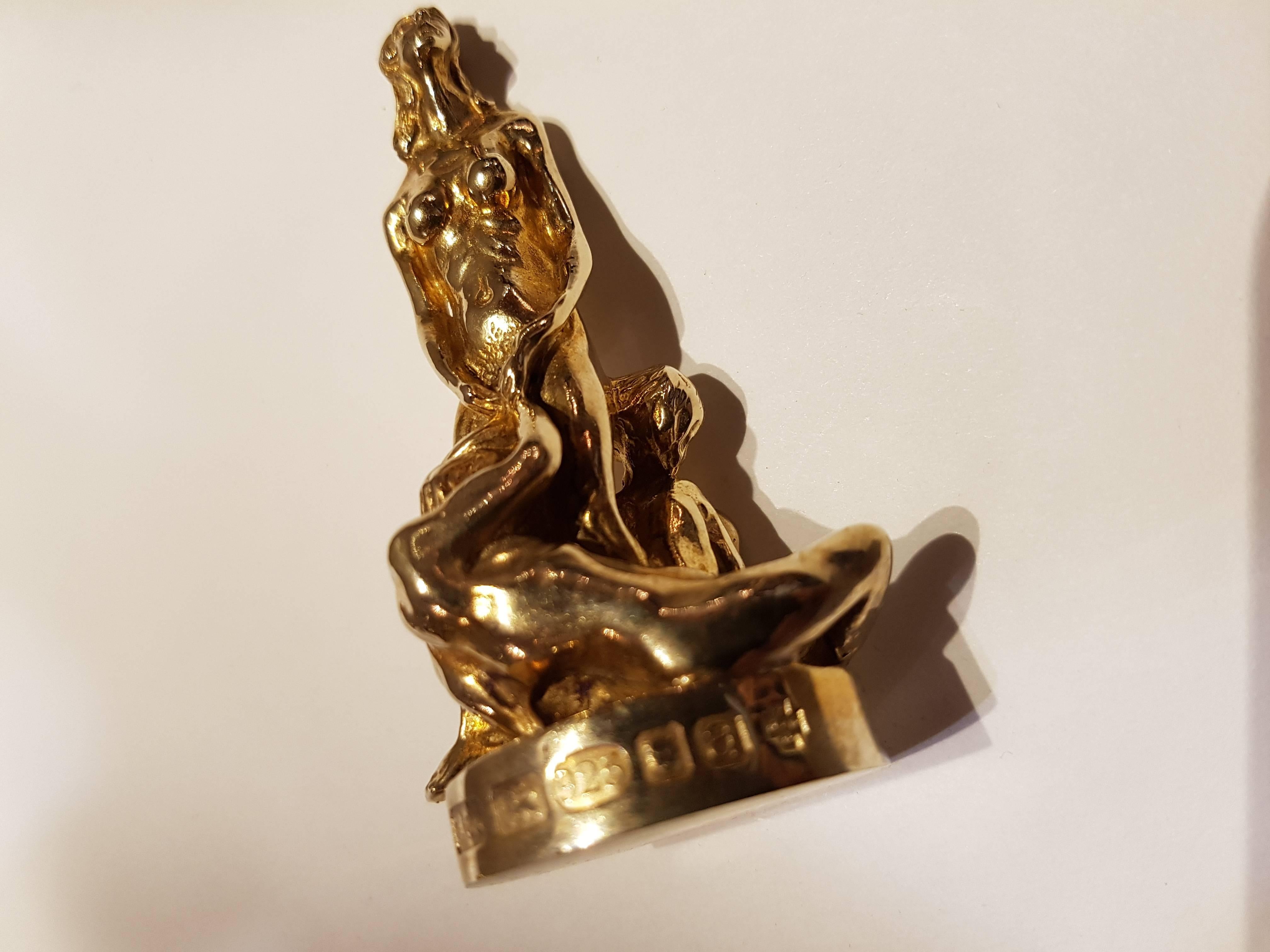 Mid-Century Modern English Limited Edition Silver Gilt Erotic Chess For Sale