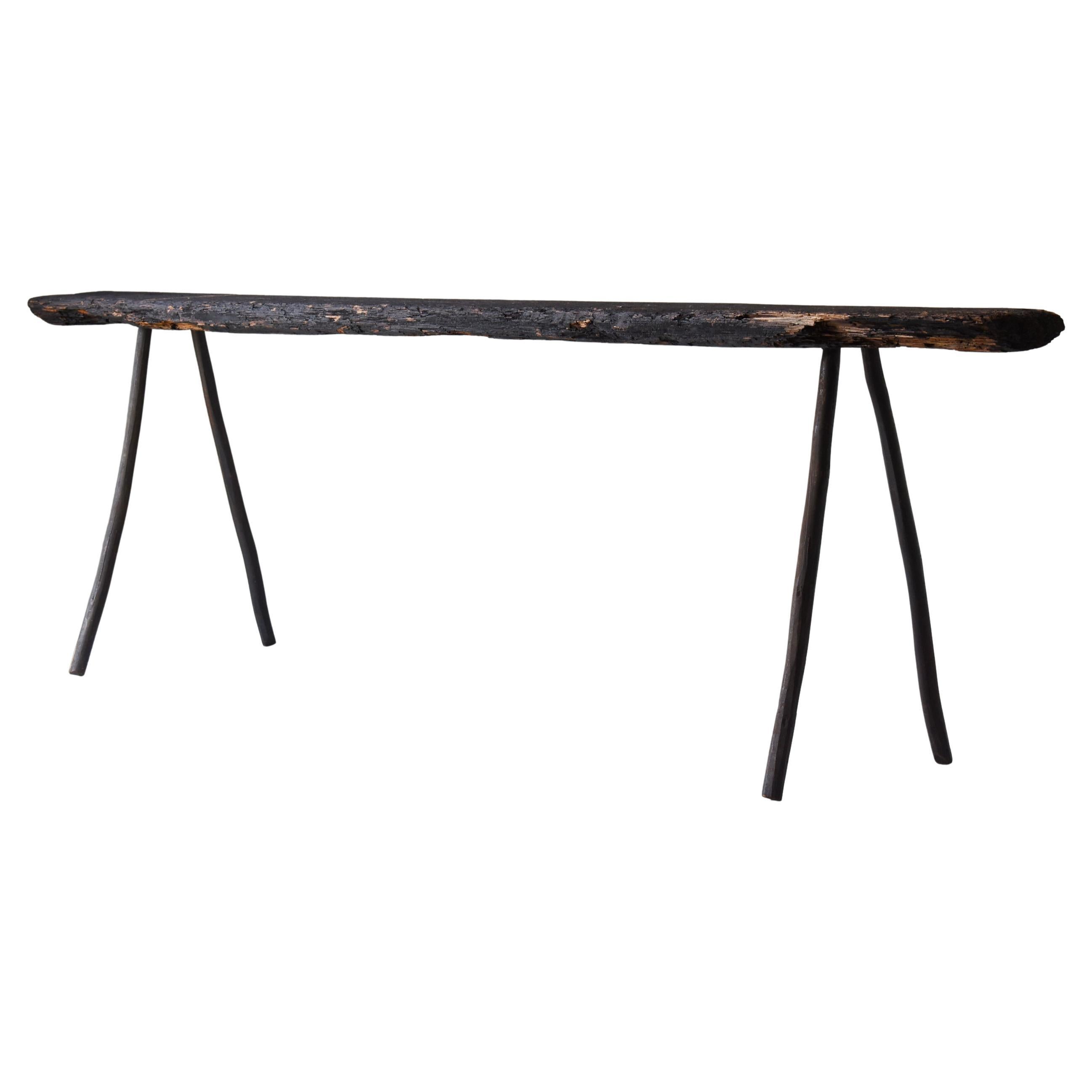 Japanese Antique Large Black Display Table 1900s-1920s / Side Table Wabisabi