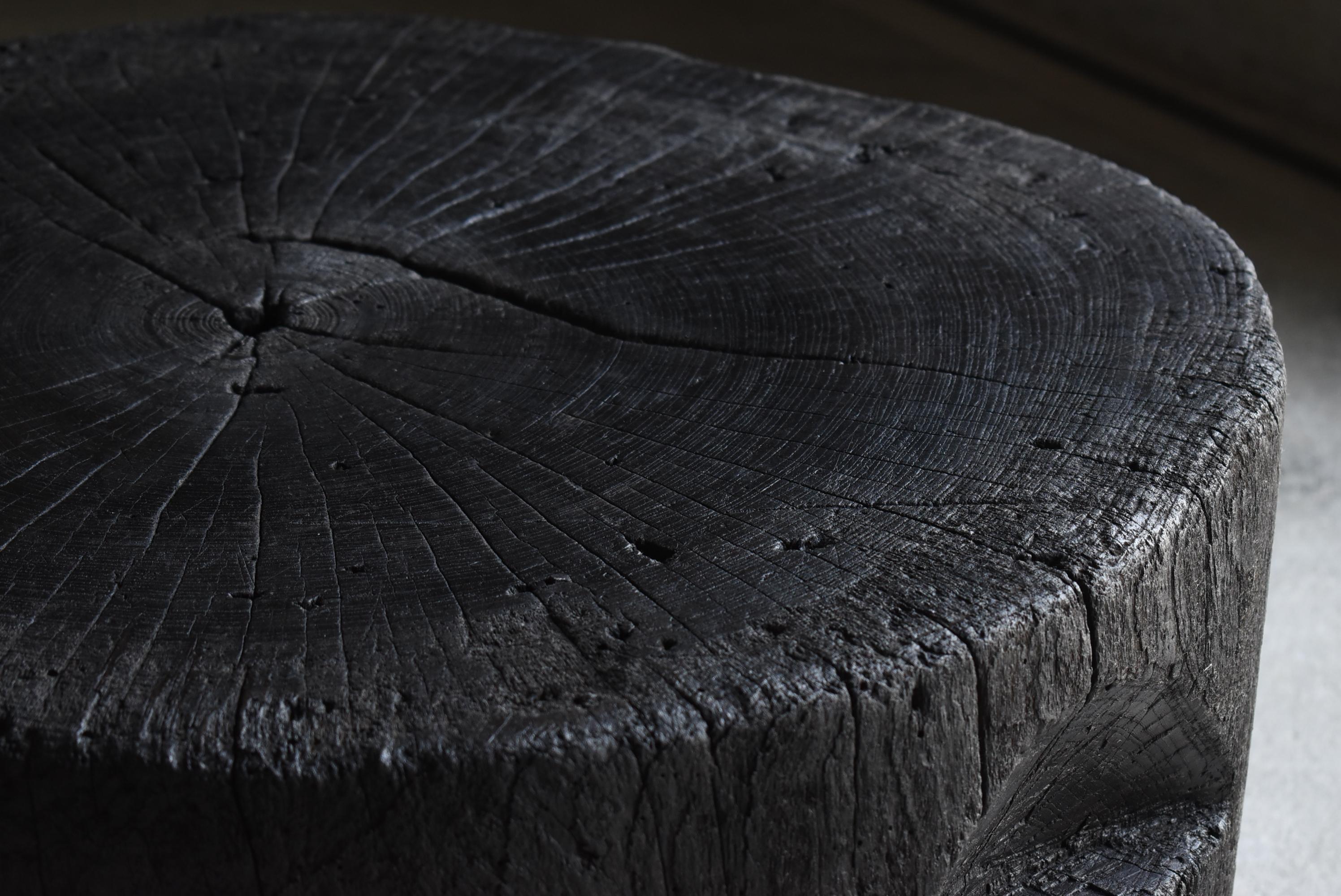 Wood Japanese Antique Primitive Black Coffee Table 1860s-1900s / Mingei Wabi Sabi For Sale