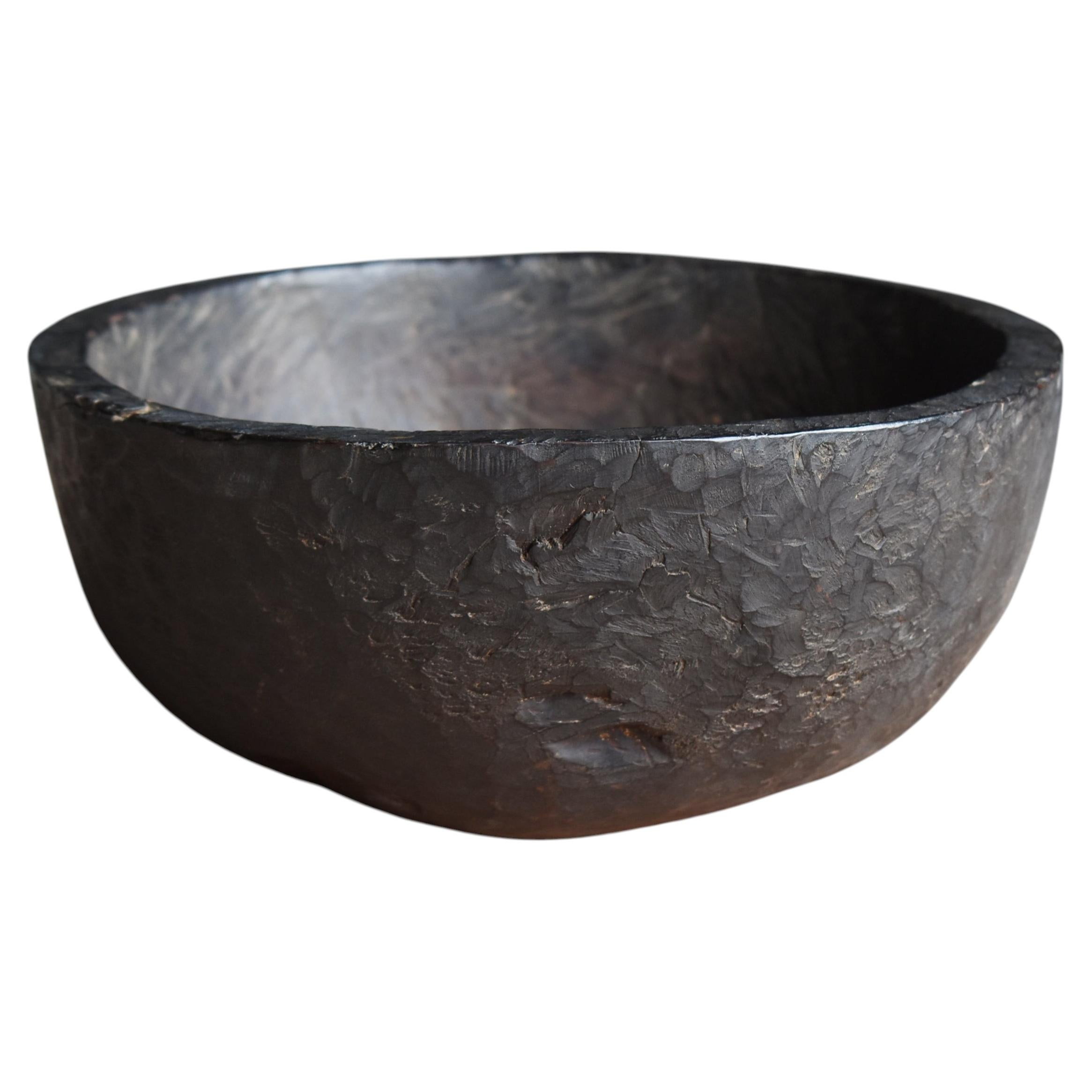 Japanese Primitive Hand-Carved Wooden Bowl, Meiji Period 1860s-1900s / Wabisabi