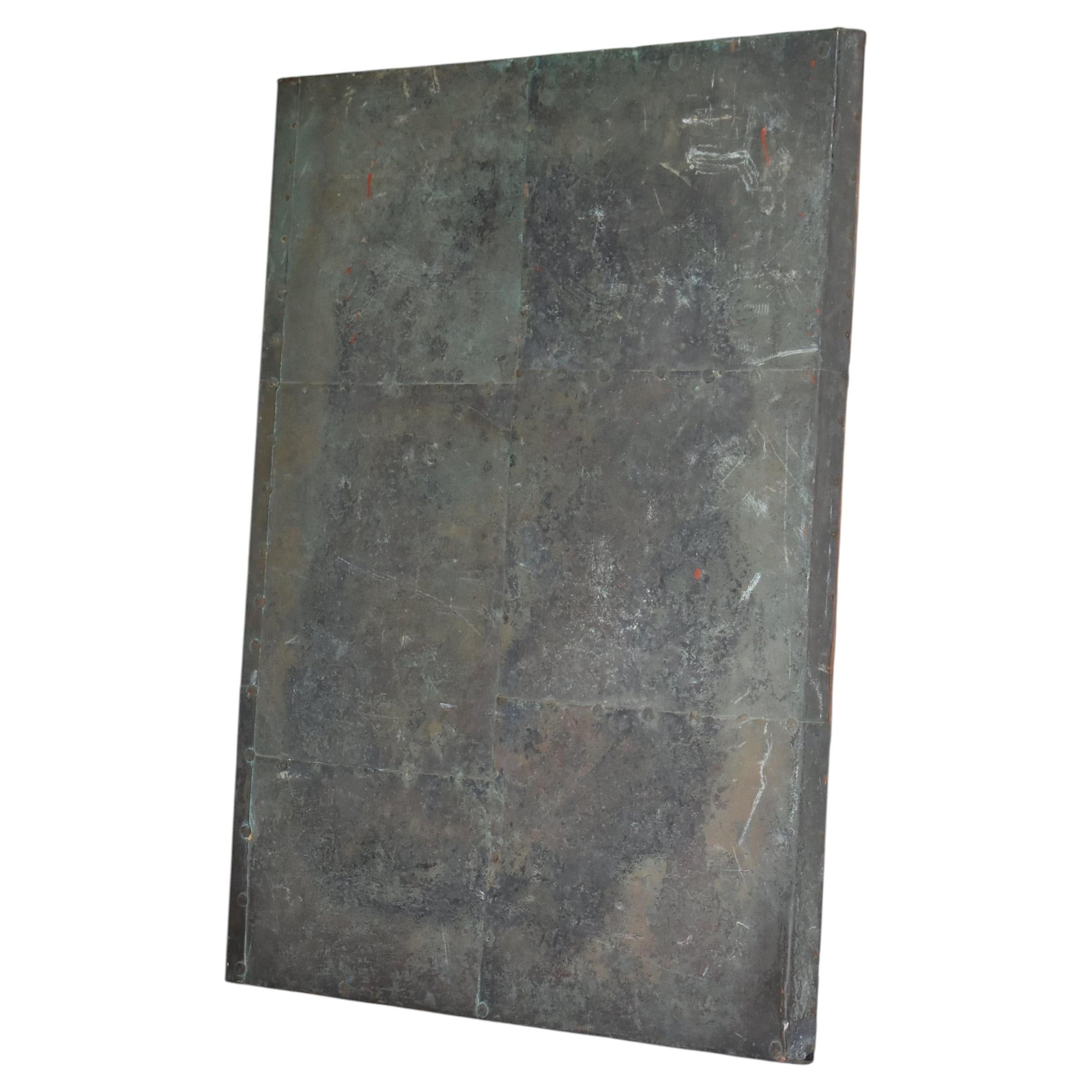 Panneau japonais ancien en cuivre de style wabi-sabi, années 1860-1920 / Art abstrait