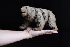 Japanese Old Hand-Carved Wood Bear 1950s-1970s / Mingei Sculpture