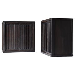 Japanese Antique Two-Piece Black Tansu Meiji Period / Sideboard Wabi-Sabi