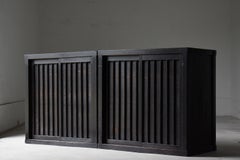 Japanese Antique Two-Piece Black Tansu Meiji Period / Sideboard Wabi-Sabi