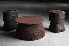 Pair of Japanese Primitive Wood Stools 1930s–1950s / Pedestal Wabisabi
