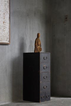 Japanese Antique Tall Black Tansu Chest 1860s-1920s / Drawer Chest Wabi Sabi