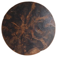 Japanese Antique Round Pine Slab Wall Art 1900s–1940s / Abstract Art Wabisabi