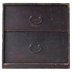 Japanese Antique Small Drawer Chest 1860s-1900s / Nightstand Tansu Wabi Sabi