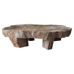 Japanese Old Sculptural Cedar Low Table 1950s–1970s / Coffee Table Wabisabi