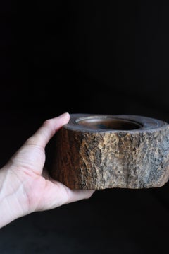 Posacenere giapponese in legno naturale e rame in stile Wabi-Sabi, anni ’30–’50