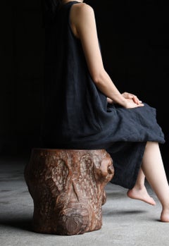 Japanese Old Paulownia Tree Stump Sculptural Stool 1950s–1970s / Wabisabi