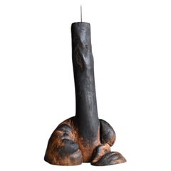 Wabi-Sabi Japanese Antique Phallic Wood Candleholder / Edo Period / Folk Art