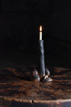 Wabi-Sabi Japanese Antique Phallic Wood Candleholder / Edo Period / Folk Art