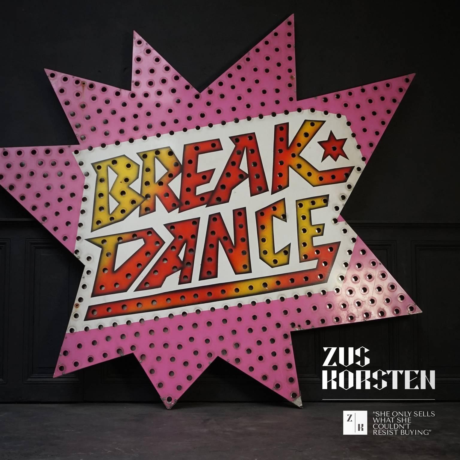 Dutch Huge 20th Century Aluminium Fair Breakdance Sign