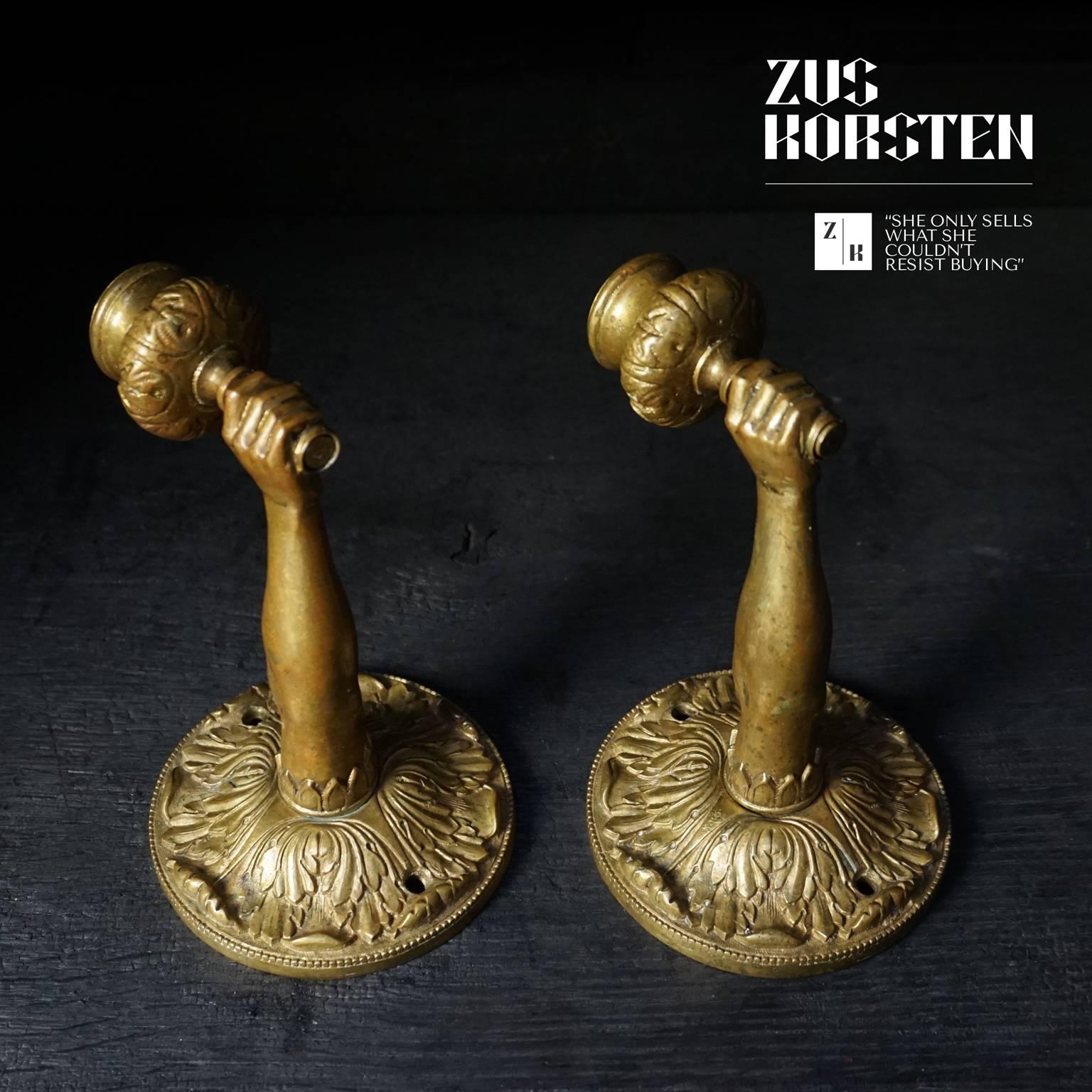Set of Rare French Ormolu Hand Sconce Torch Candleholders In Good Condition In Haarlem, NL