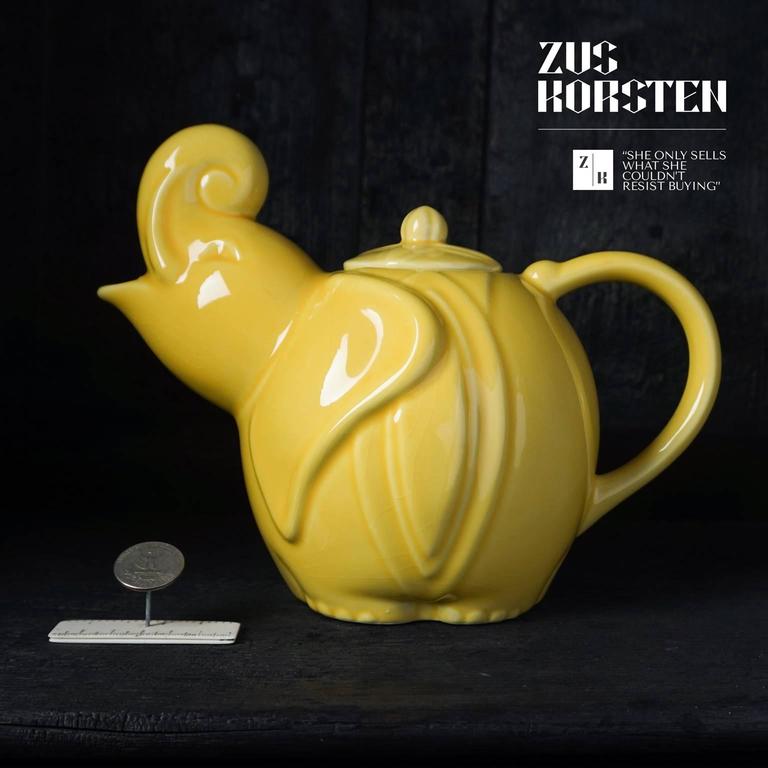 Rare Yellow Art Deco Elephant Teapot For Sale at 1stdibs