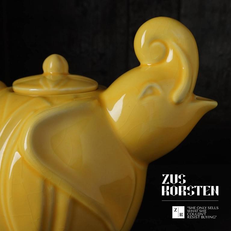 Rare Yellow Art Deco Elephant Teapot For Sale at 1stdibs