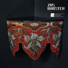 Étagère murale d'angle victorienne en acajou du 19ème siècle avec tapisserie de perles de verre