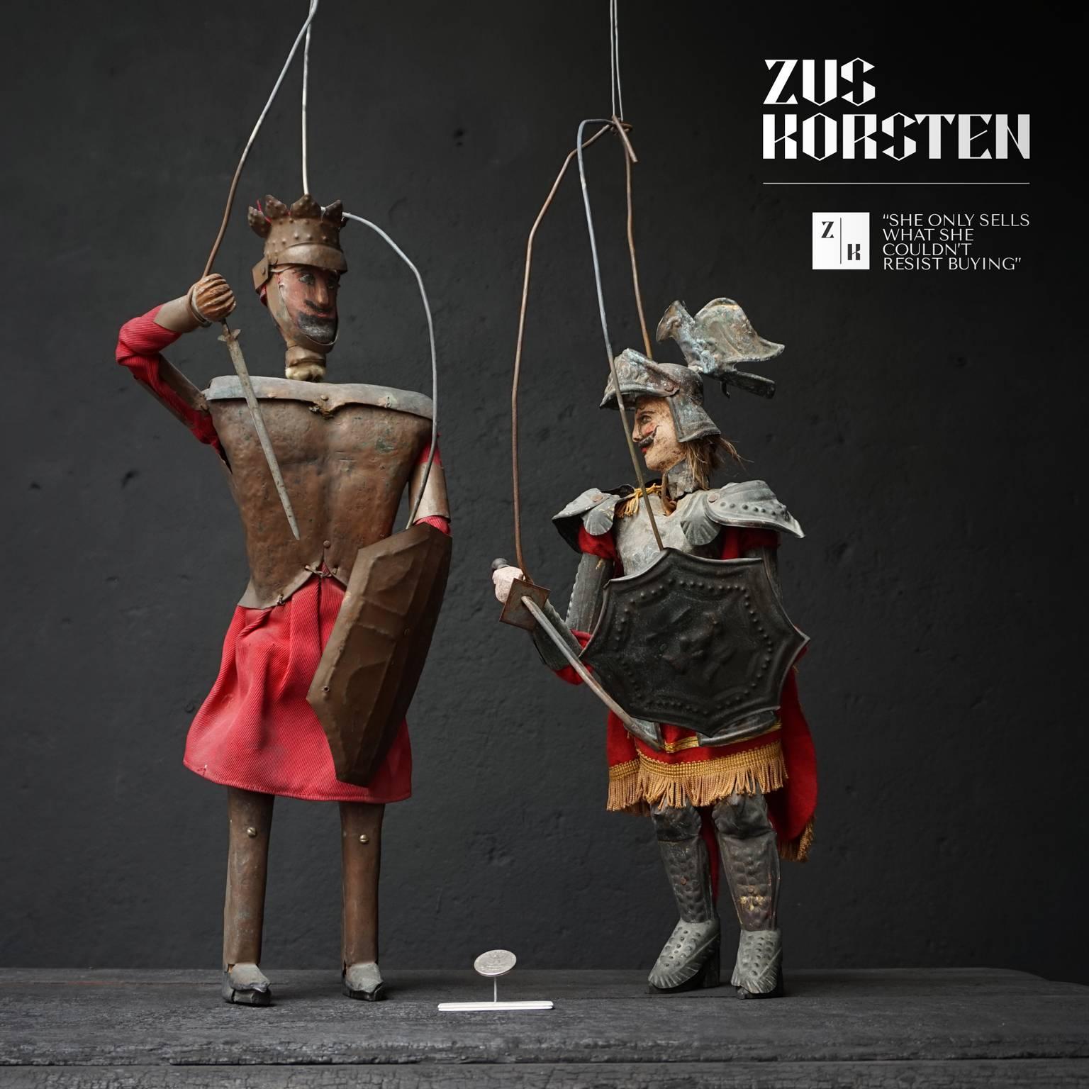 Set of armoured wire string puppets. You will also find these puppets in the famous theatre and museum: "Il Museo internazionale delle marionette" at Sicillie, Palermo, some of them even almost life sized. I recommend visiting one of the