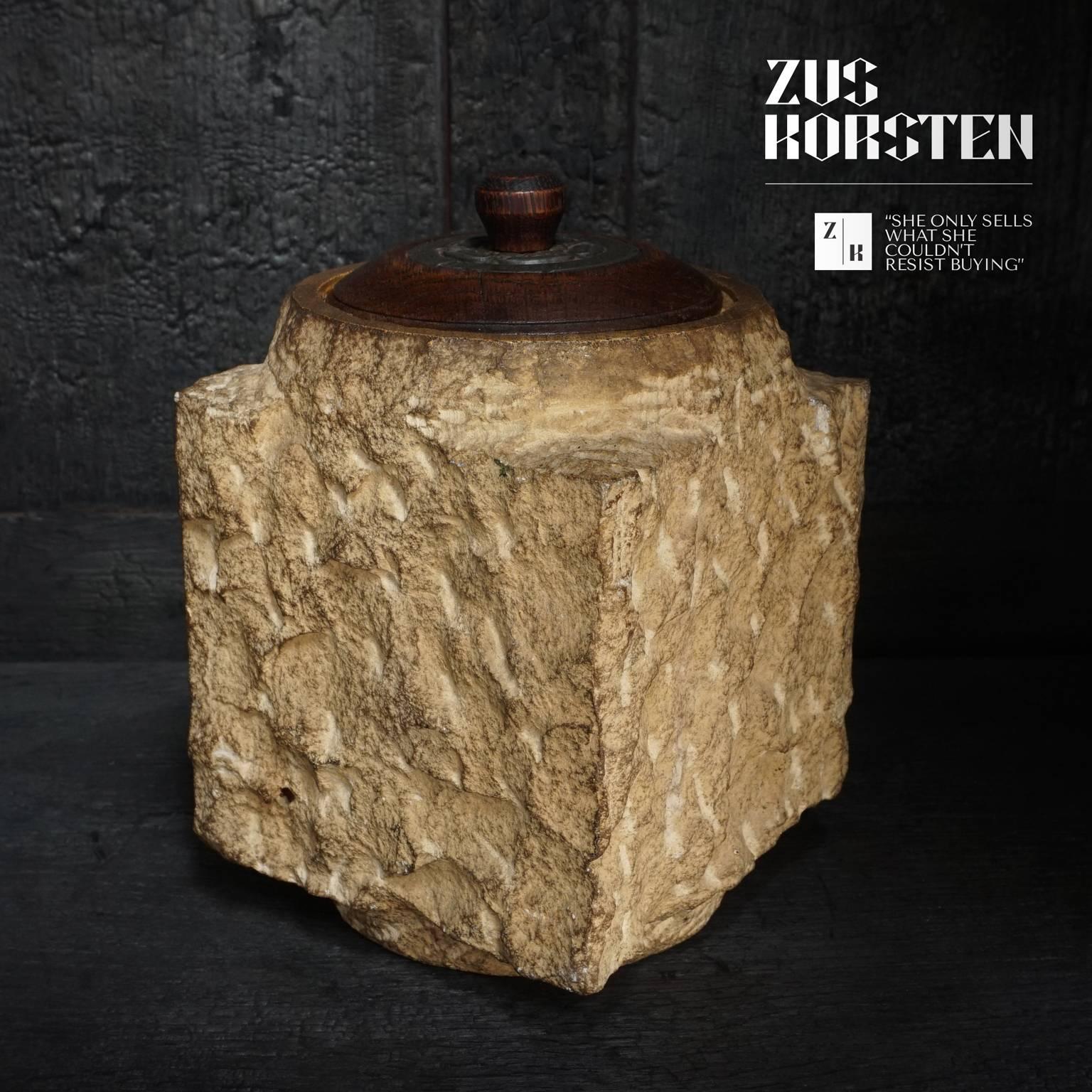 WWII Stone from English Bombed Houses of Parliament, Tobacco Jar 1