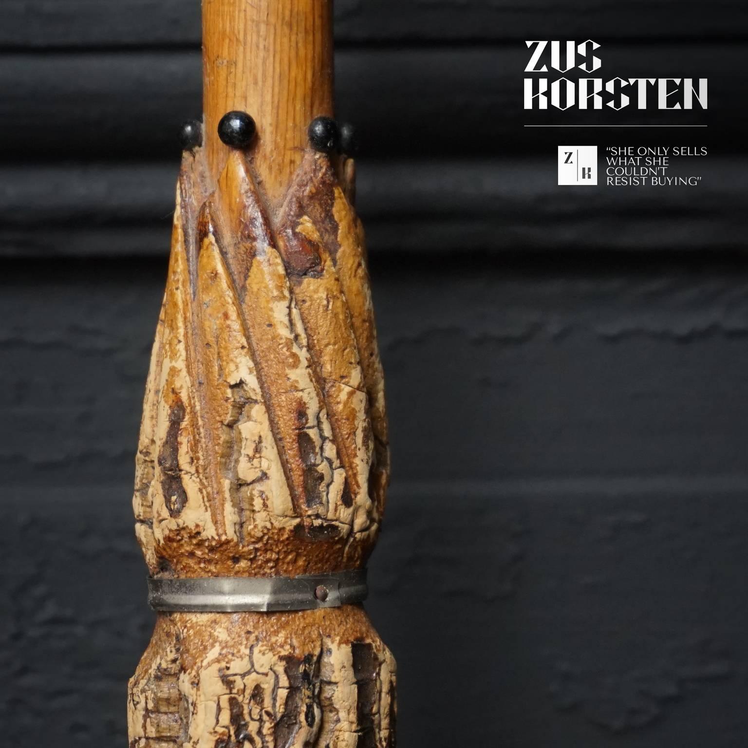 19th Century Faux Umbrella Carved Cork Cane with Greyhound Head In Good Condition In Haarlem, NL