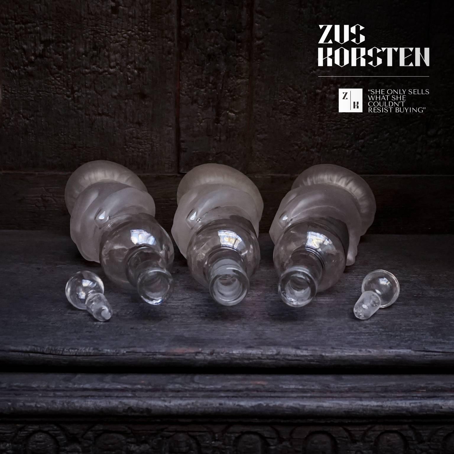 Victorian Five 19th Century Glass Bath Hand Shaped Soap Bottles