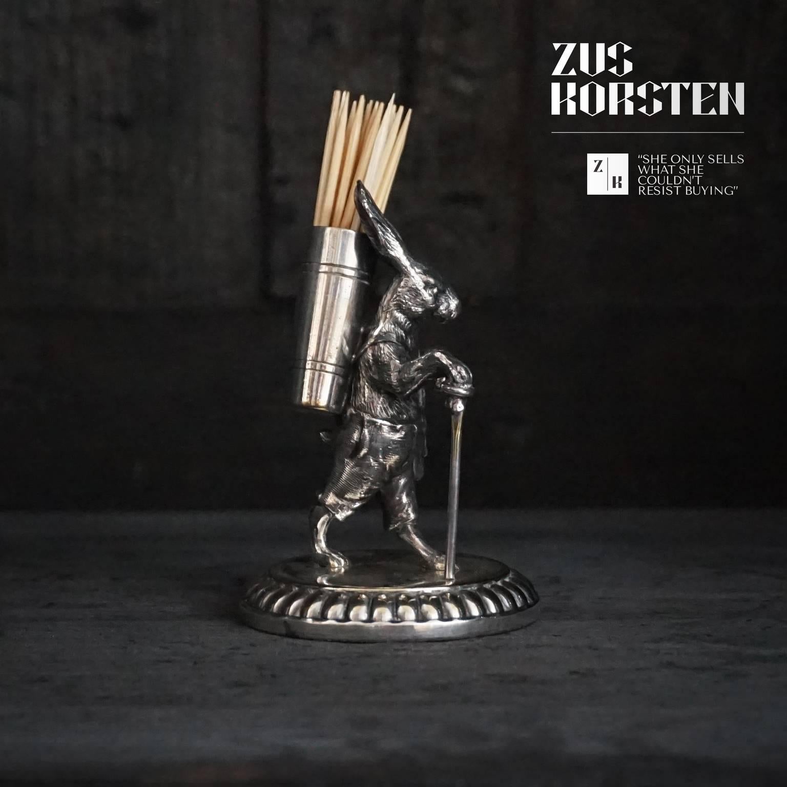 Early 20th Century WMF Silver Plated Rabbit Toothpick Holder  In Good Condition In Haarlem, NL