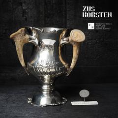 Early 20th Century Sterling Silver Trophy Cup with Antler Horn Handles