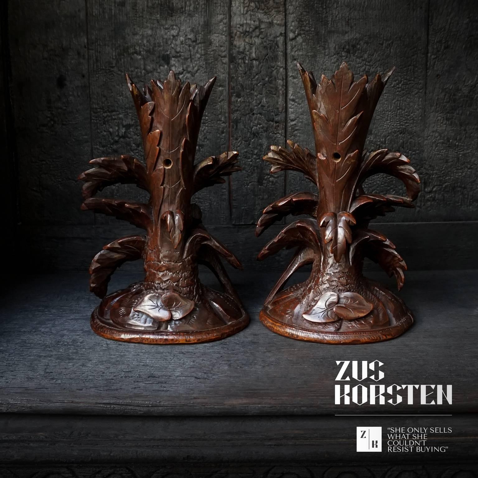 Set of 19th Century Black Forest Pheasant Candlesticks 3