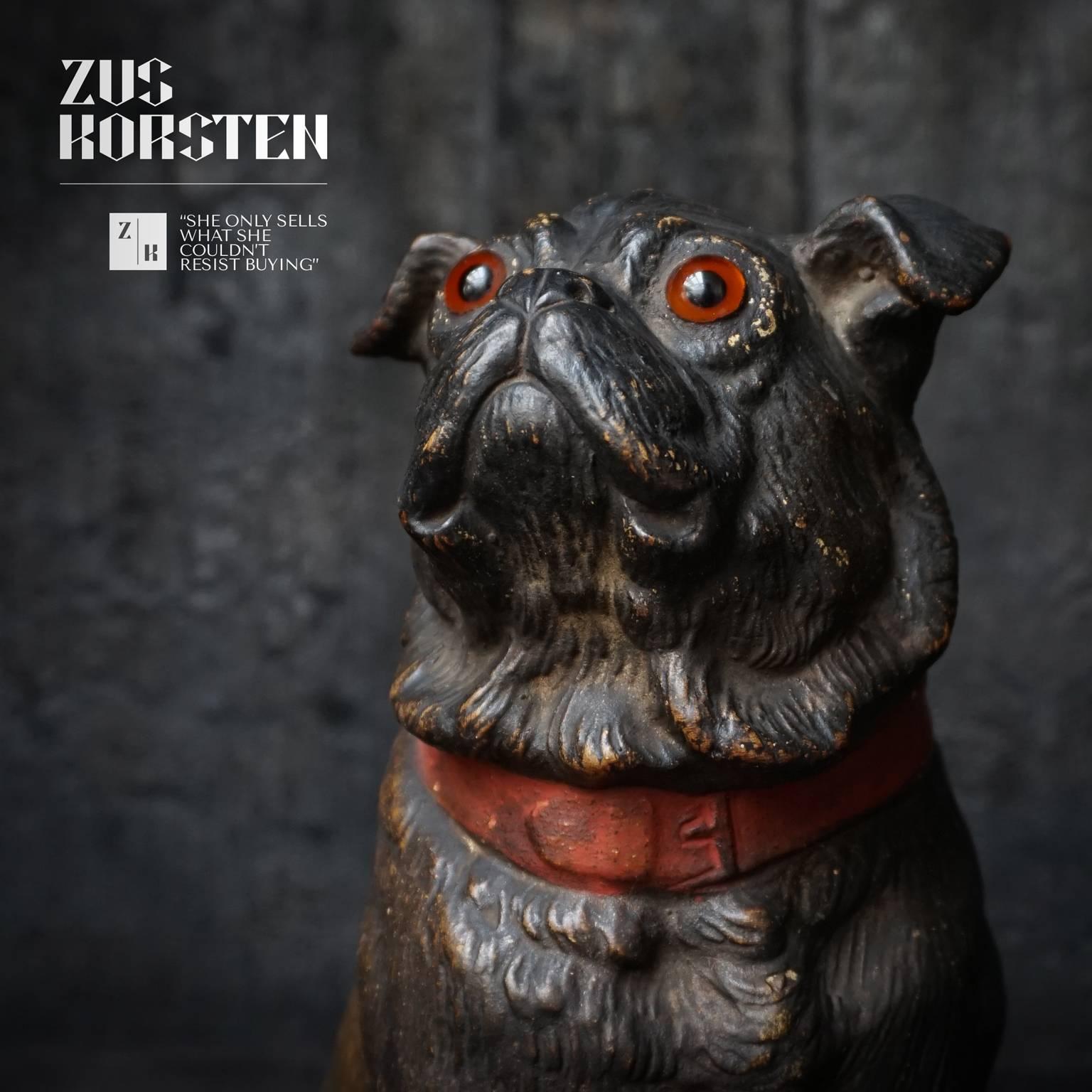 Set of 19th Century Austrian Terracotta Pug Dogs 1