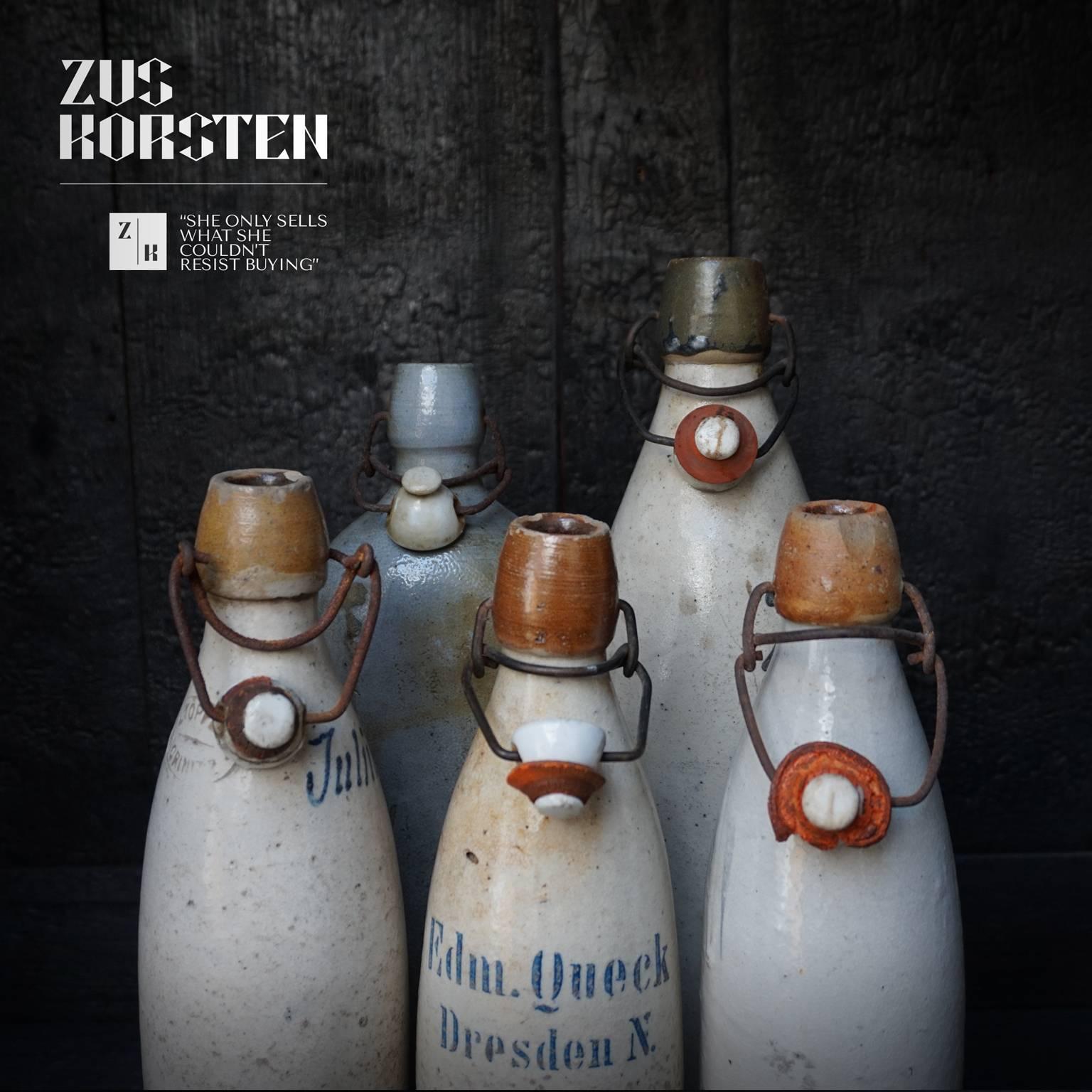 Set of Five Early 20th Century, German Stein Beer or Weißbier Bottles In Good Condition In Haarlem, NL