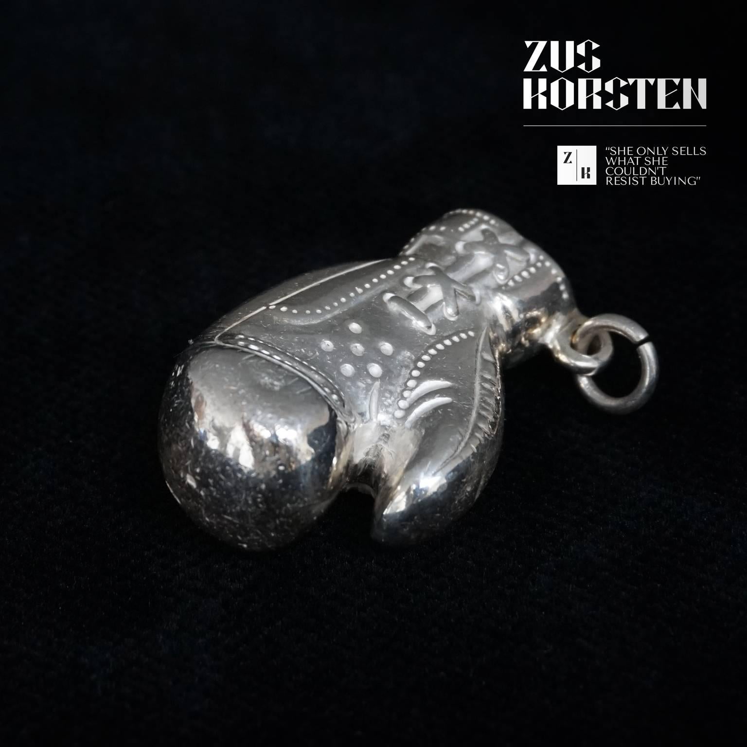 Large Early 20th Century Silver Austrian Boxing Glove Charm or Pendant 2