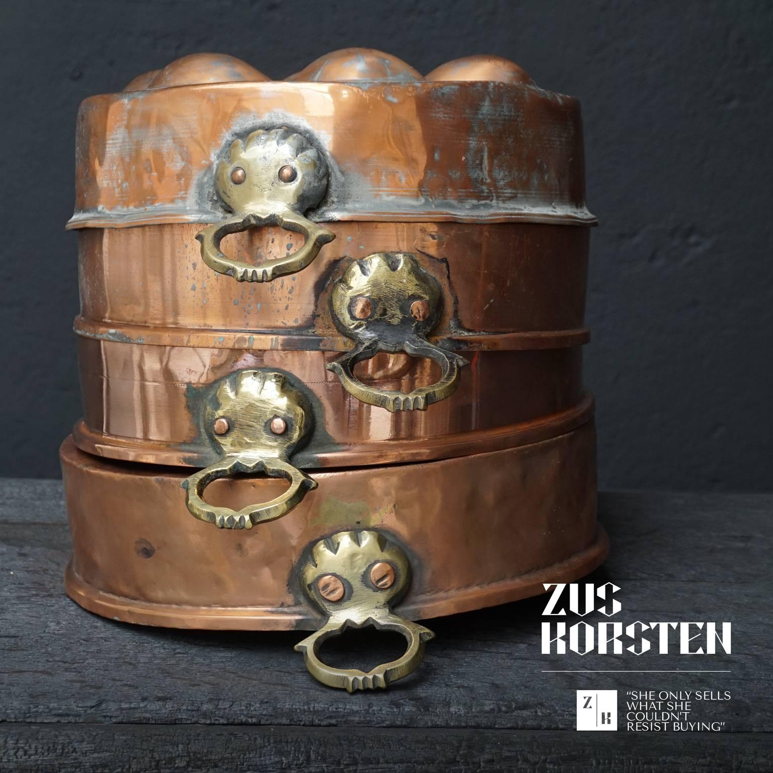 Brass Collection of Thirteen 19th Century Copper Egg Poacher Pans