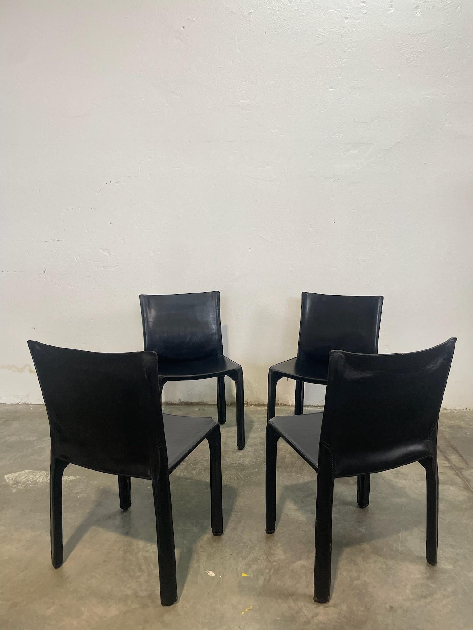 set di 4 sedie Cab per Cassina di Mario Bellini In condizioni buone in vendita a Ghedi, IT