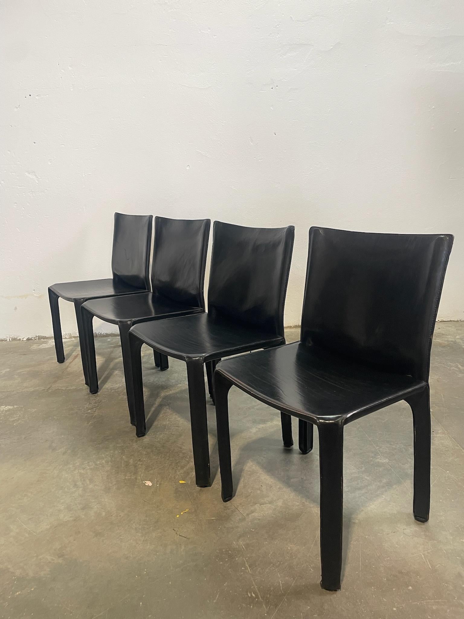 Fine XX secolo set di 4 sedie Cab per Cassina di Mario Bellini in vendita