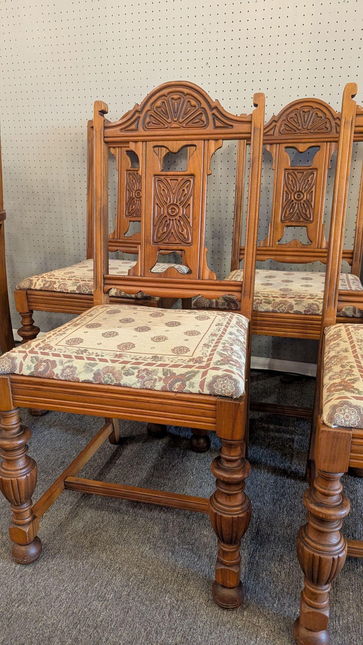 Tudor Jacobean Dining Table and 6 Chairs For Sale 9