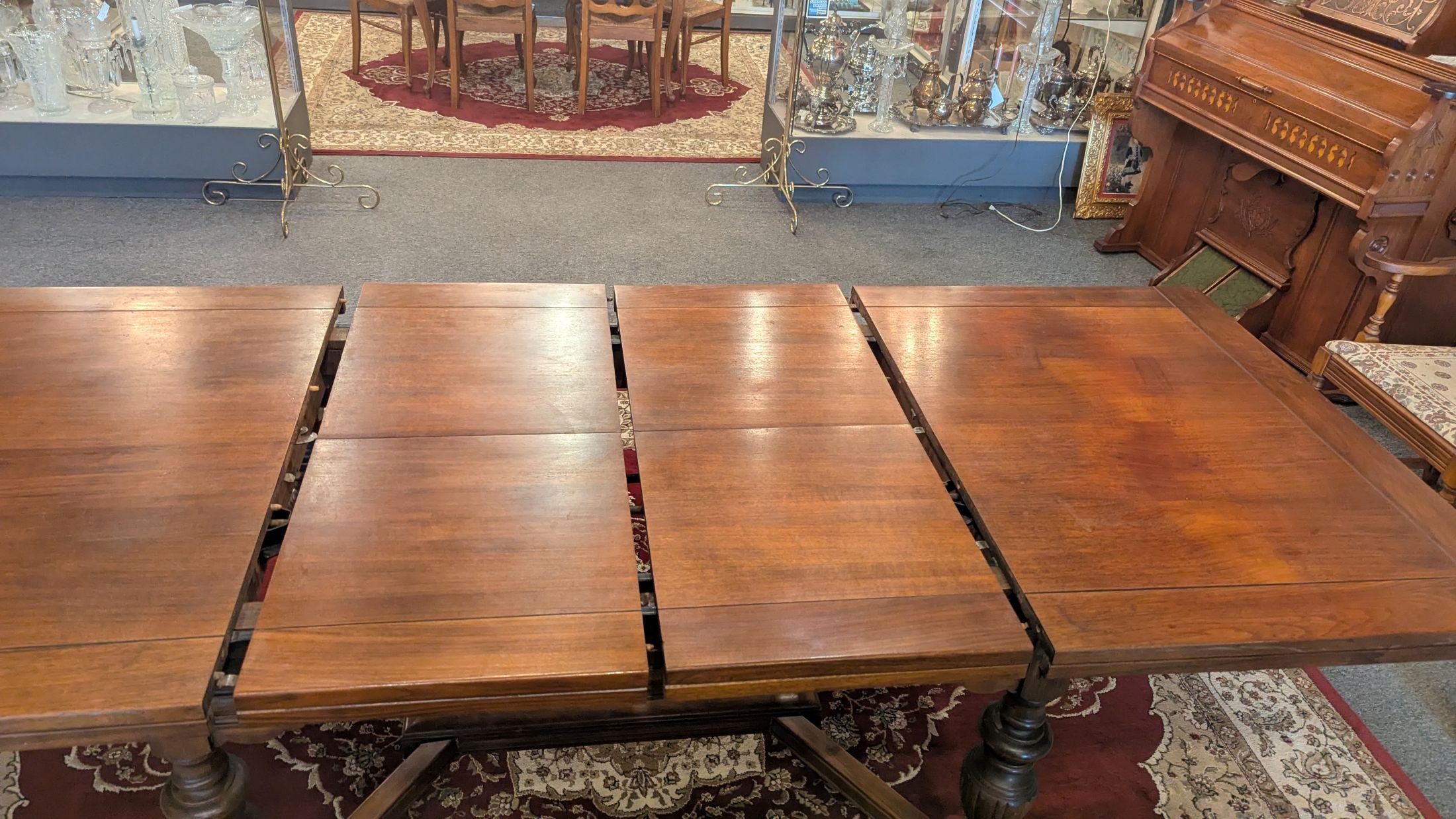 Mid-20th Century Tudor Jacobean Dining Table and 6 Chairs For Sale