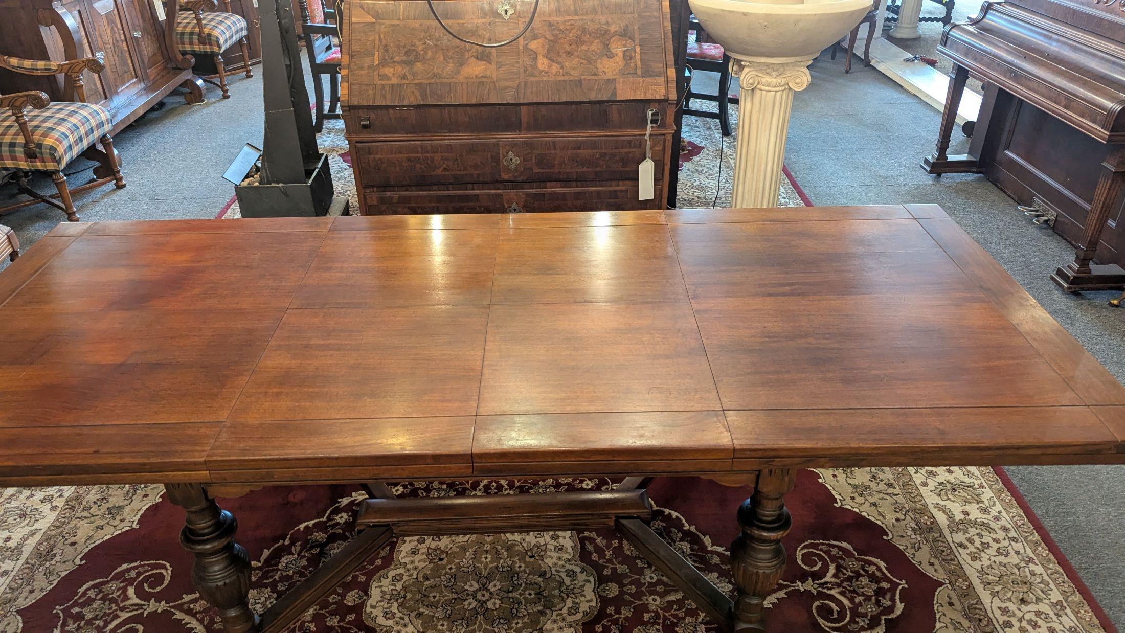 Walnut Tudor Jacobean Dining Table and 6 Chairs For Sale