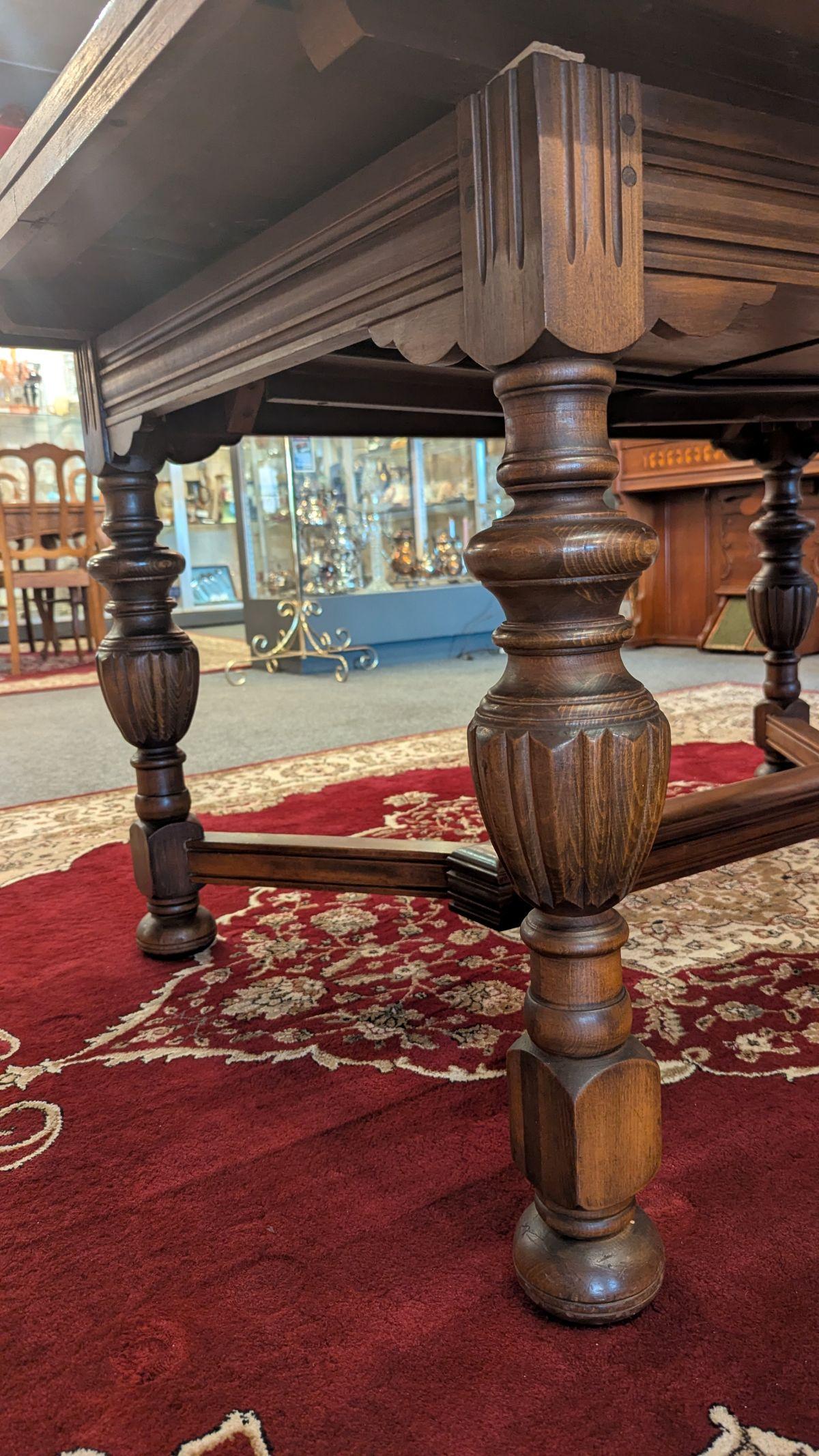 Tudor Jacobean Dining Table and 6 Chairs For Sale 4