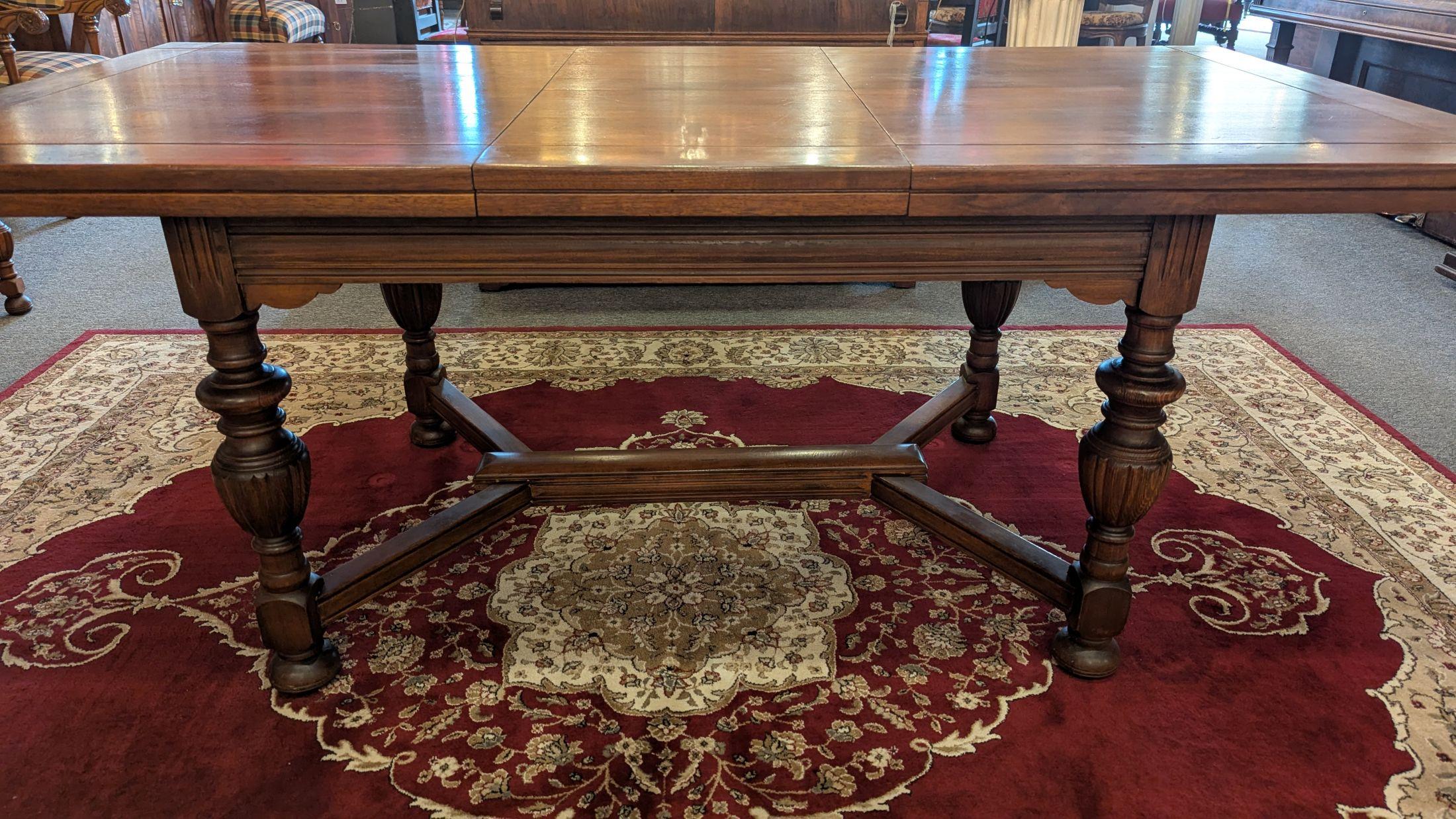 American Tudor Jacobean Dining Table and 6 Chairs For Sale