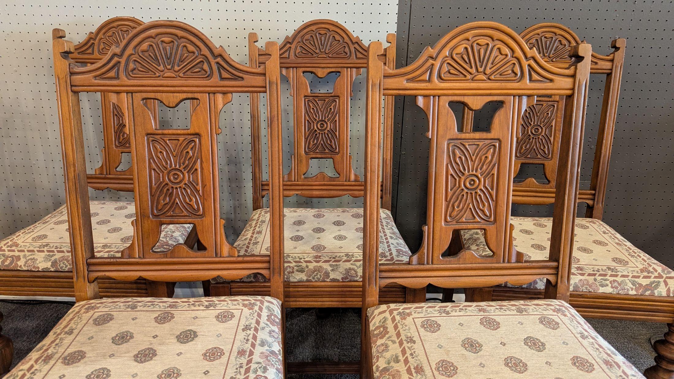 Tudor Jacobean Dining Table and 6 Chairs For Sale 12