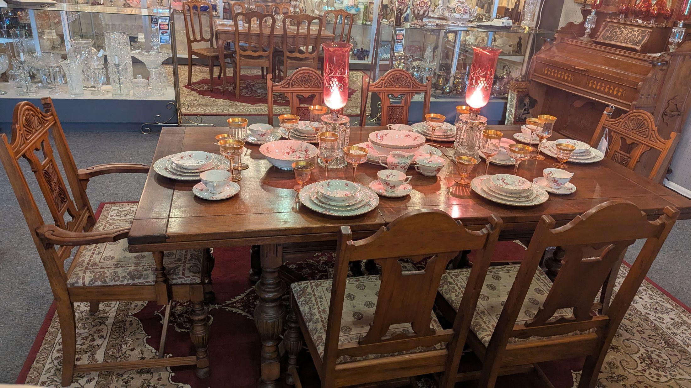Tudor Jacobean Dining Table and 6 Chairs For Sale 13