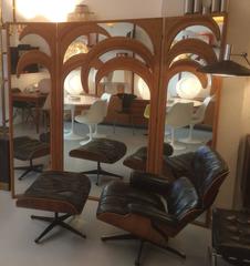 Rattan Palm Tree Mirror Folding Screen