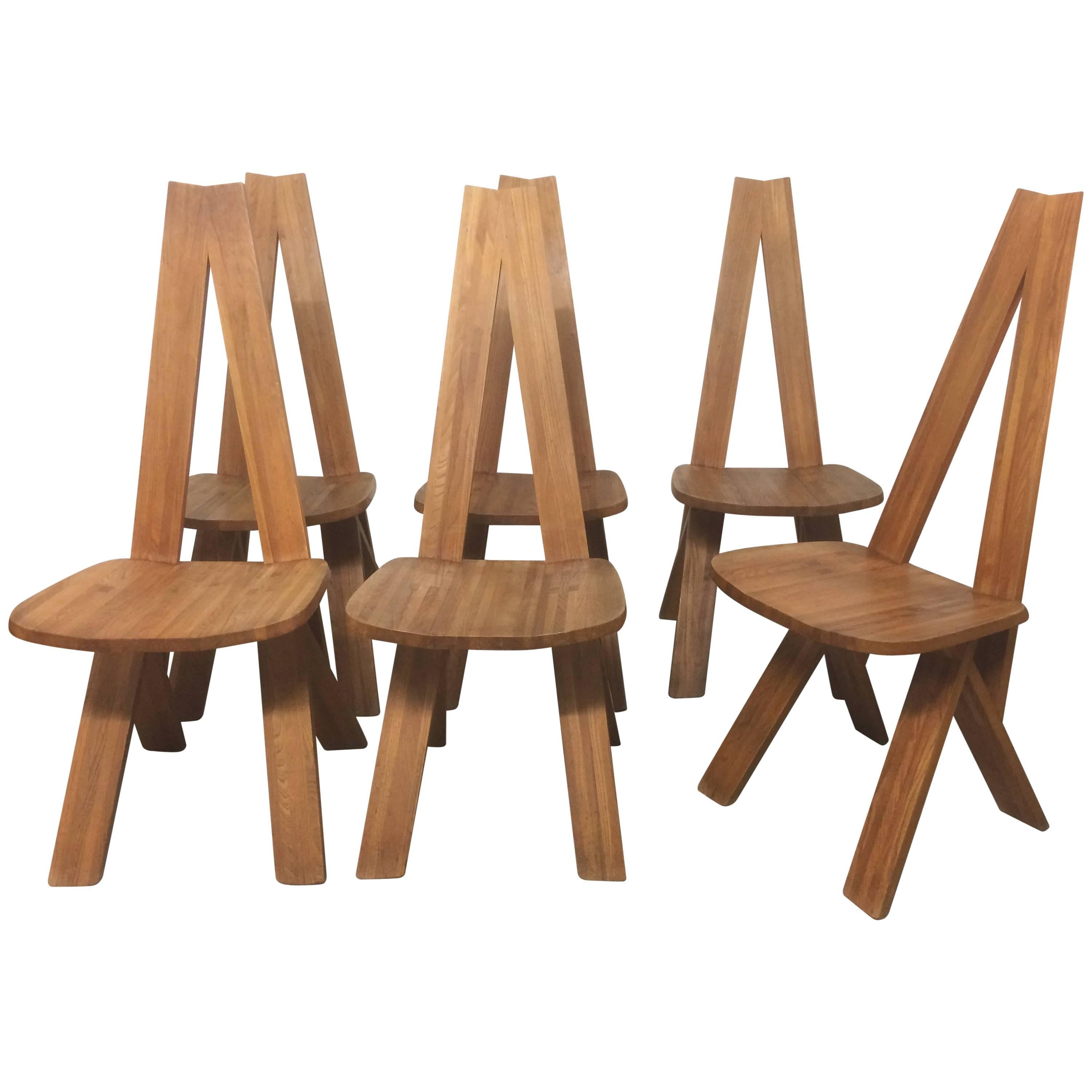Set of 6 S45 Dining Chair by Pierre Chapo