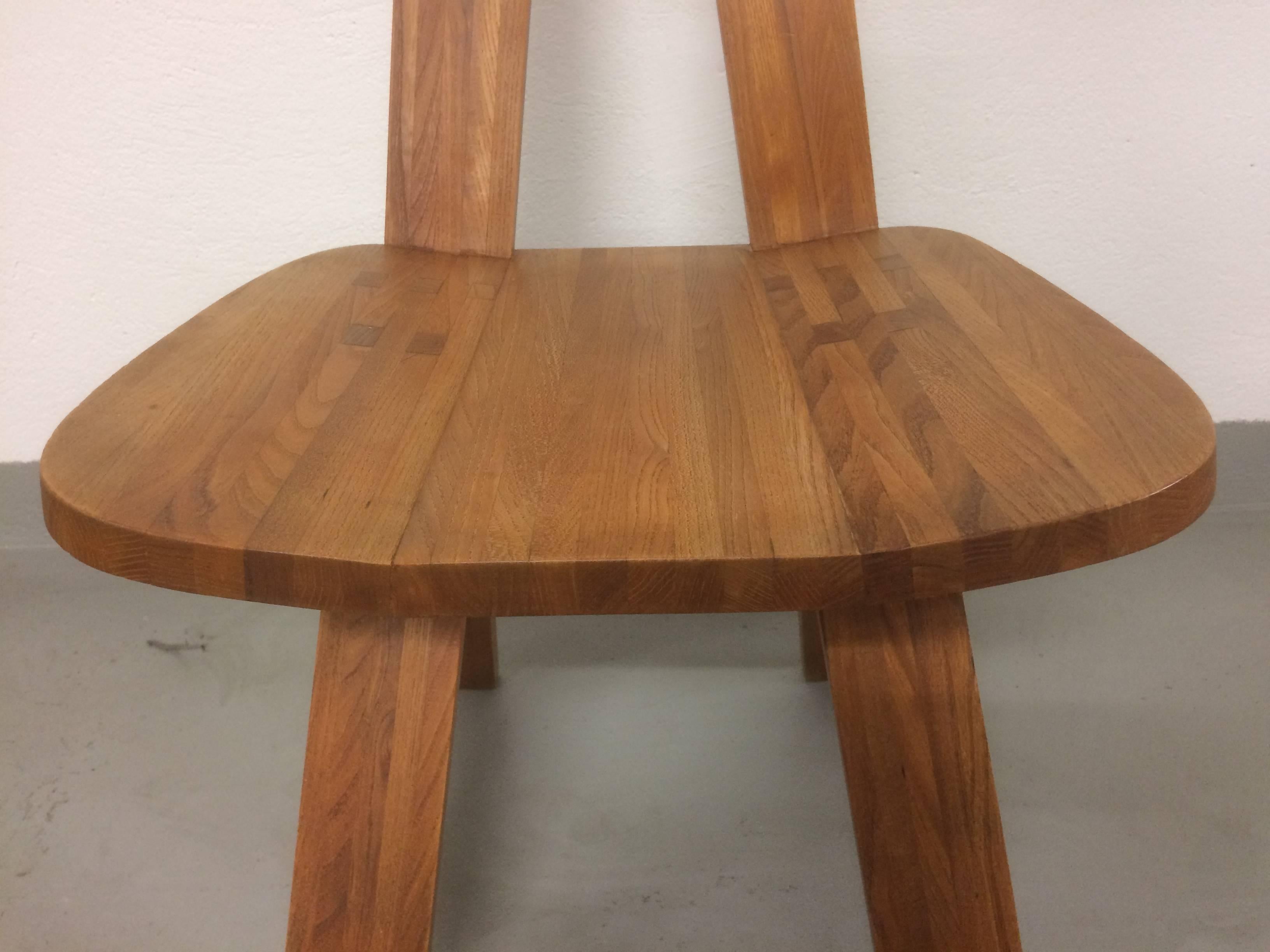 Elm Set of 6 S45 Dining Chair by Pierre Chapo