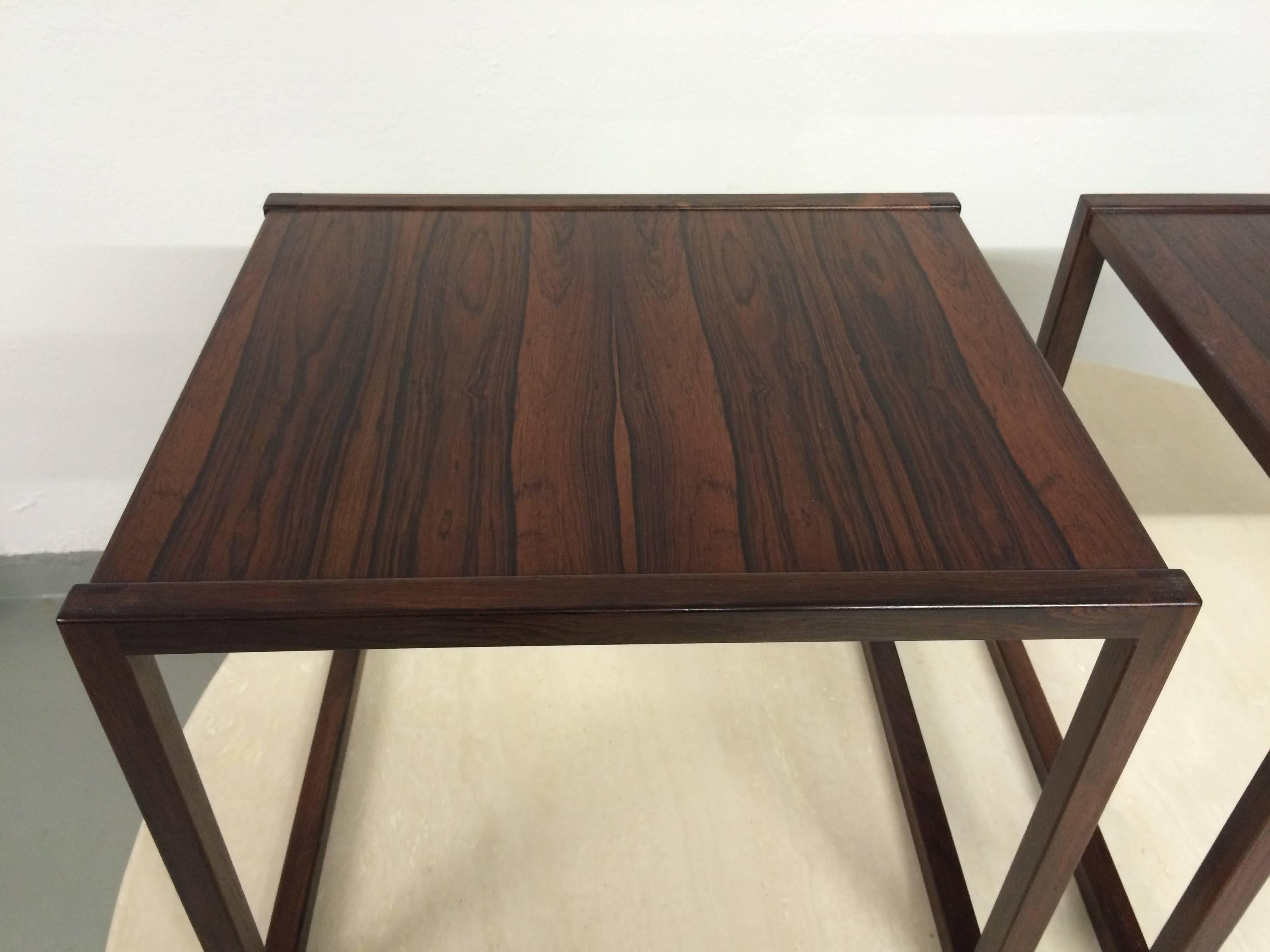 Danish Pair of Rosewood Side Tables