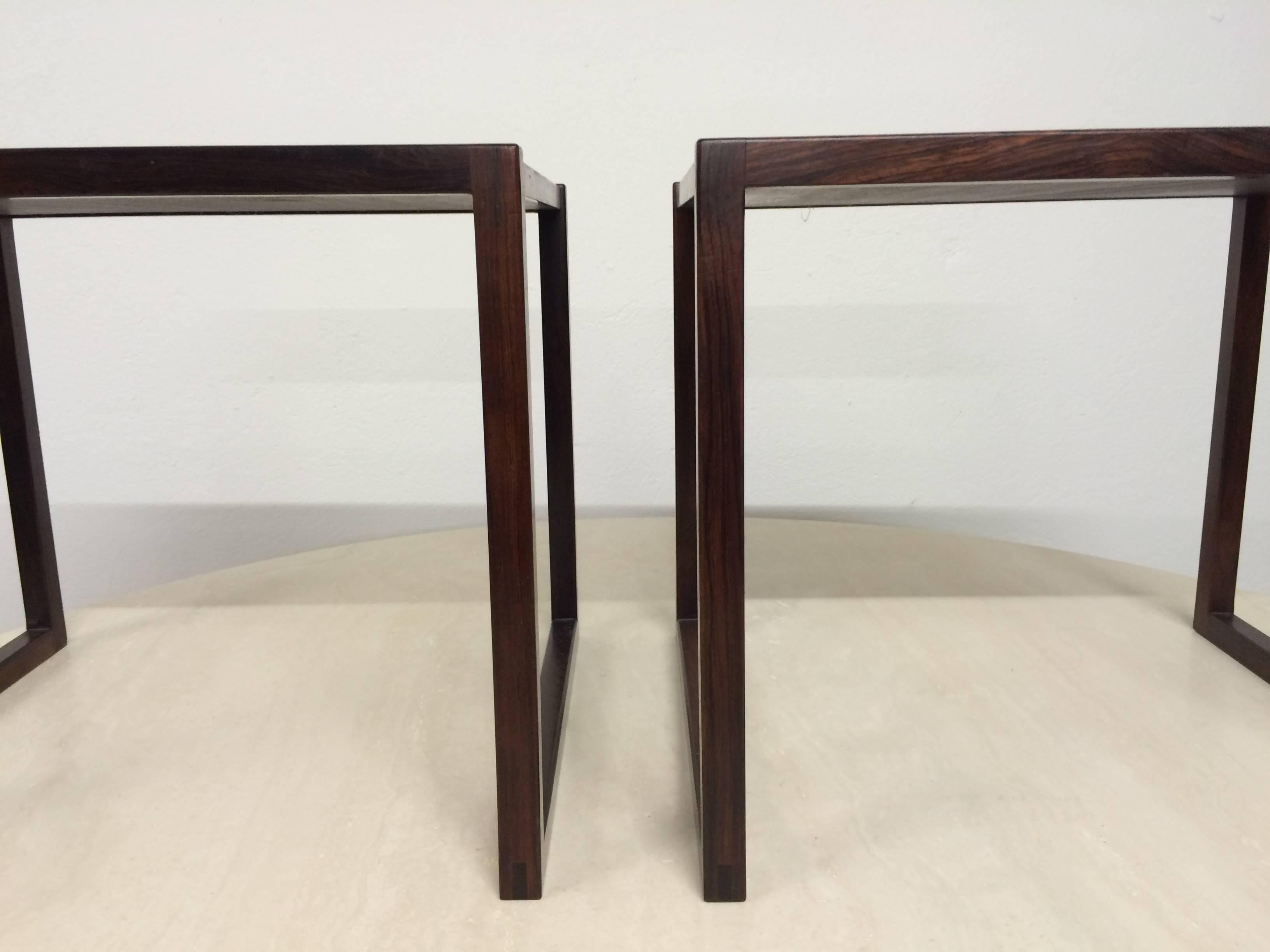 Mid-20th Century Pair of Rosewood Side Tables