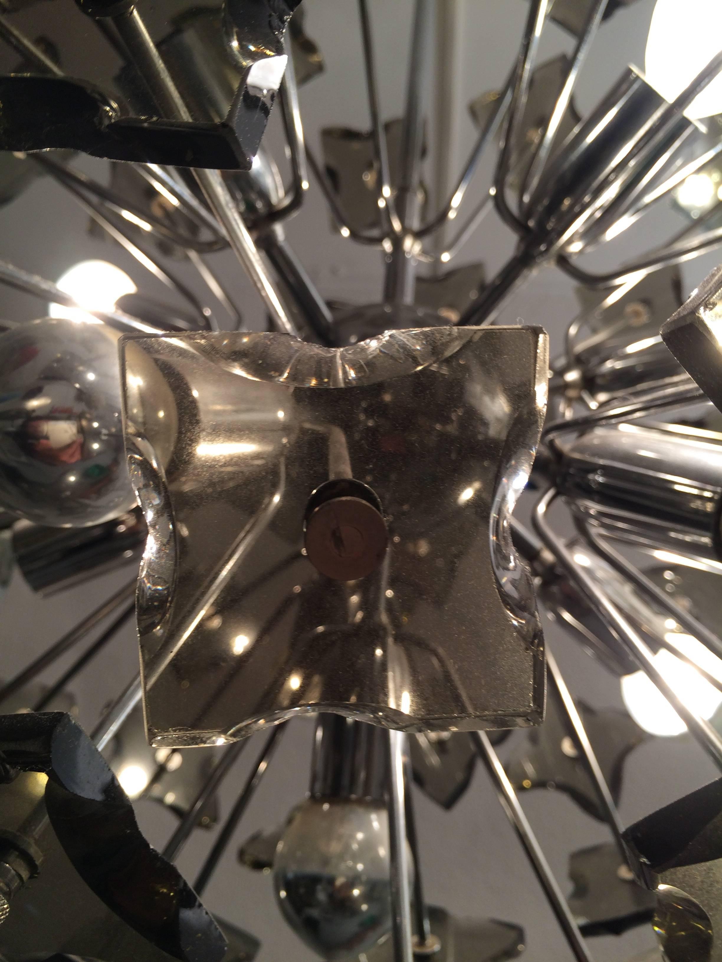 Sputnik Smoked Glass and Chrome Ceiling Lamp 2