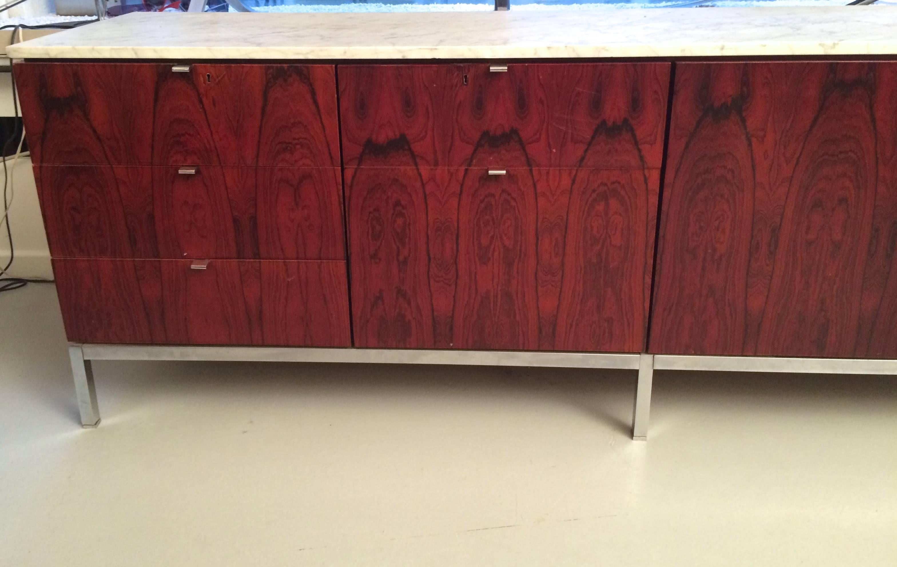 American Florence Knoll Rosewood and Marble Sideboard